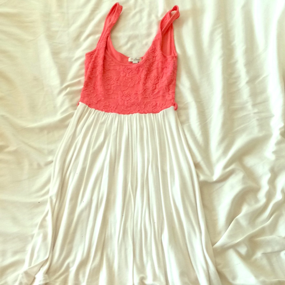 Guess sun dress coral pink lace white XS